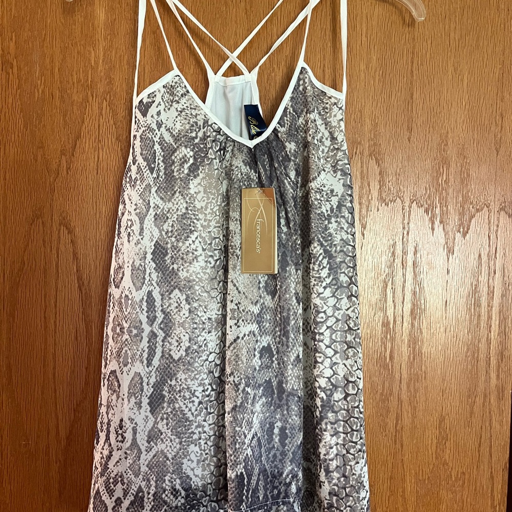 Francesca’s Blue Rain snakeskin top